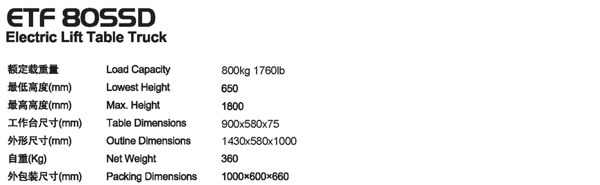 電動(dòng)平臺車(chē) ETF 80SSD
